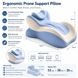 Ergonomic Memory Foam Prone Reading Pillow for Bed