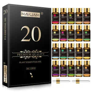 Aromatherapy Essential Oils Set - 20 Bottles Lavender Jasmine Eucalyptus Vanilla Sandalwood Sweet Orange Geranium Patchouli